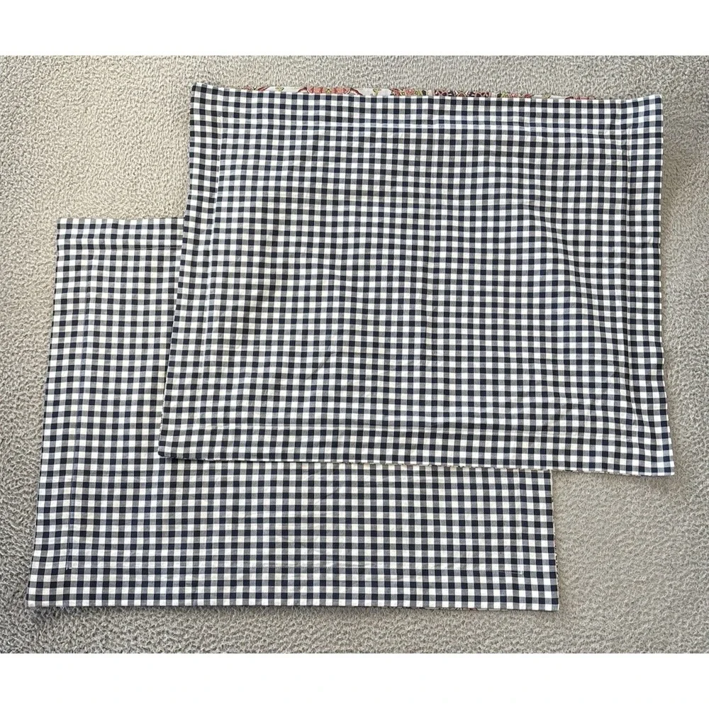 Set Of 2 Pottery Barn Florentine Paisley Shams Standard Reversible Gingham